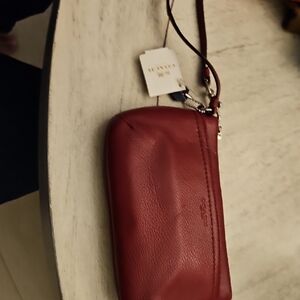 Coach Burgundy Leather Wristlet